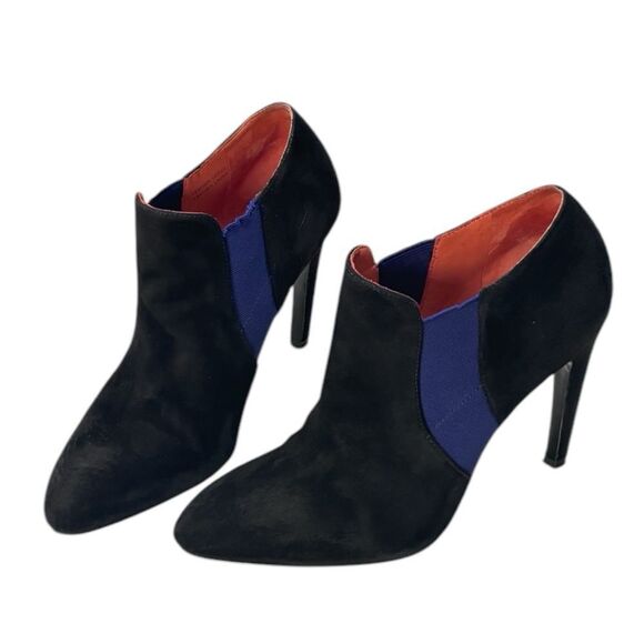 Via Spiga | Blaire Suede Pointy Toe Women’s Heels Ankle Booties Black Vi - Picture 2 of 10